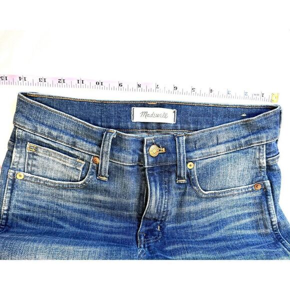 Madewell Medium Wash 9" High Rise Skinny Jeans w/ Frayed Hemline Sz 26 EUC - Picture 6 of 11